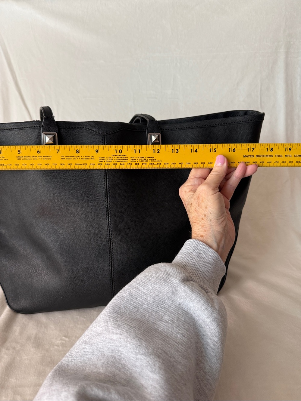 Rebecca Minkoff Black Leather Tote Bag Large Everyday Work Purse Classic Chic - Picture 12 of 15